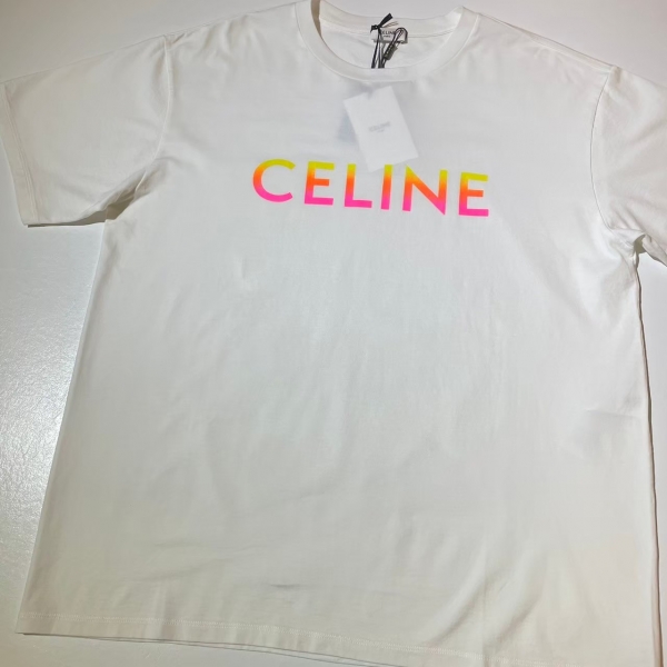 棉質平織布CELINE寬鬆白T恤